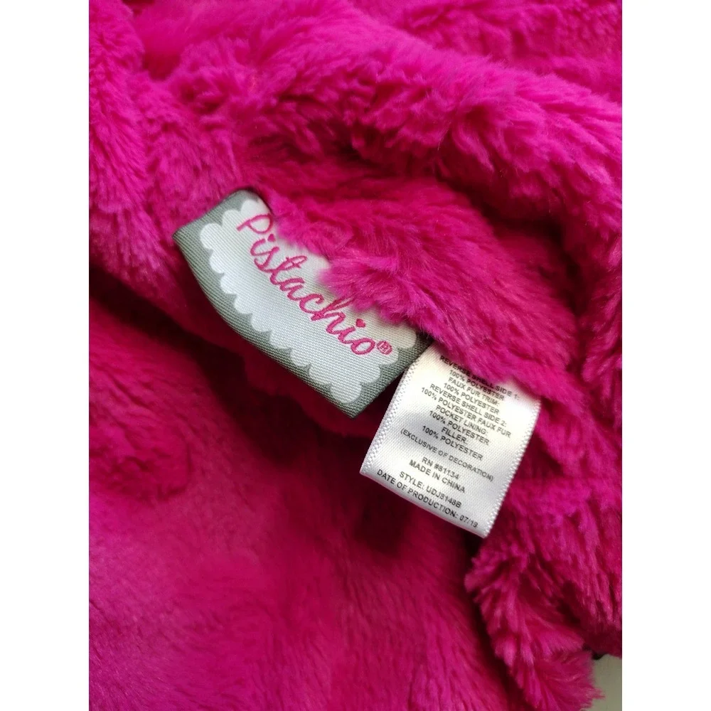 Pistachio Girls Reversible Puffer Jacket Gray Pink Faux Fur Hooded‎ Kids 2t